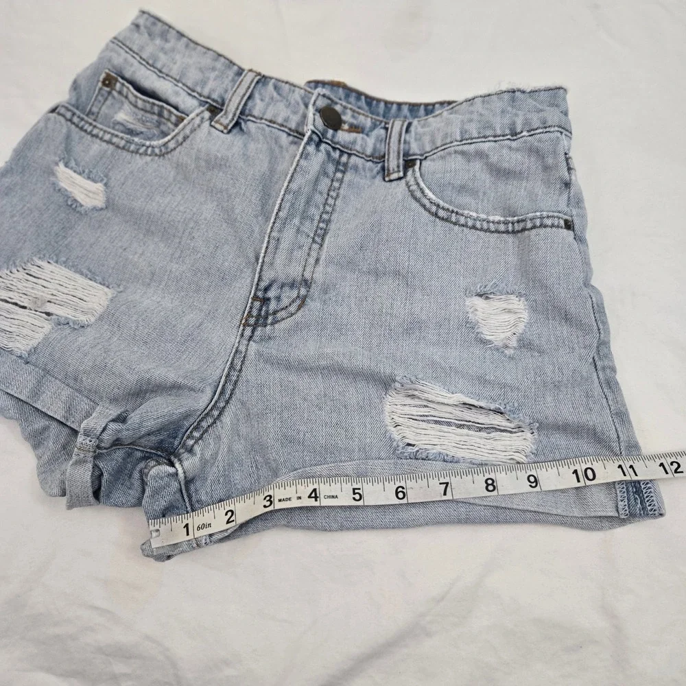 Billabong High Tides Distressed Denim Shorts Women Size 26 Thrashed Cut Off Blue